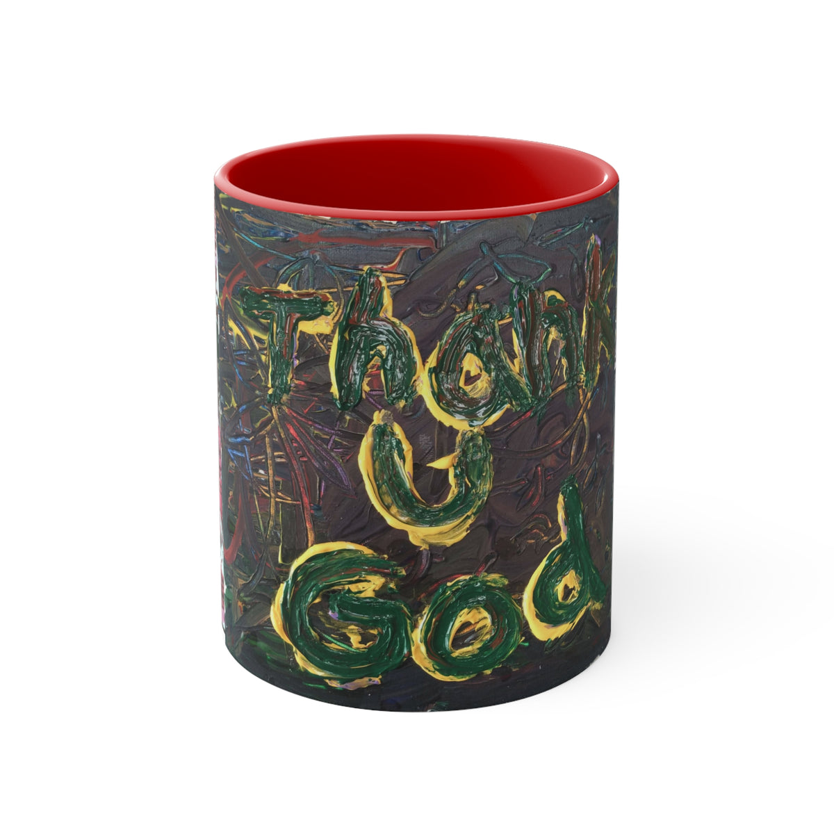 Accent Mug — Colorful Abstract "Try God" Art Ceramic Coffee Cup