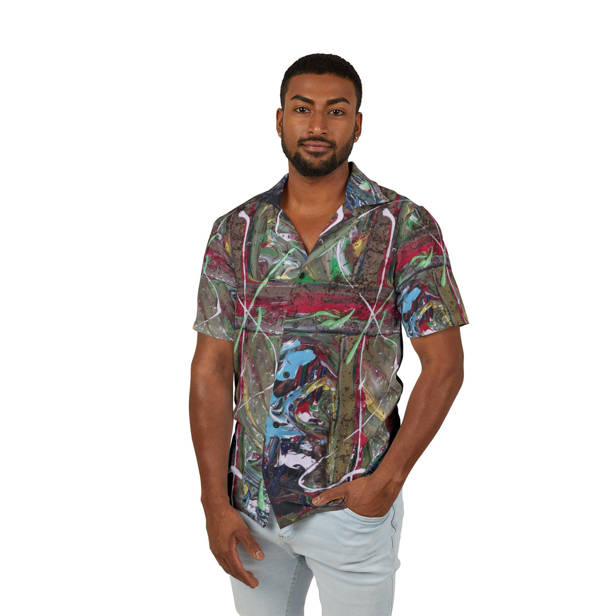 Abstract Paint Splash Hawaiian Camp Shirt — Vibrant Artistic AOP Vacation Shirt