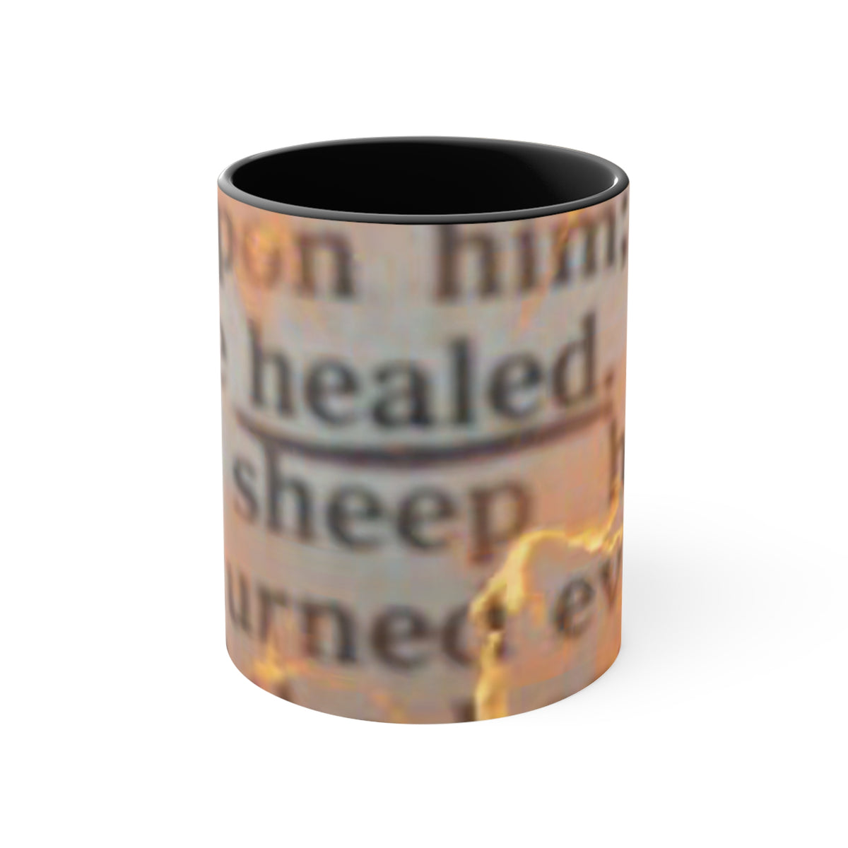 Inspirational Scripture Accent Mug — "Healed" Text Design, Pink Interior