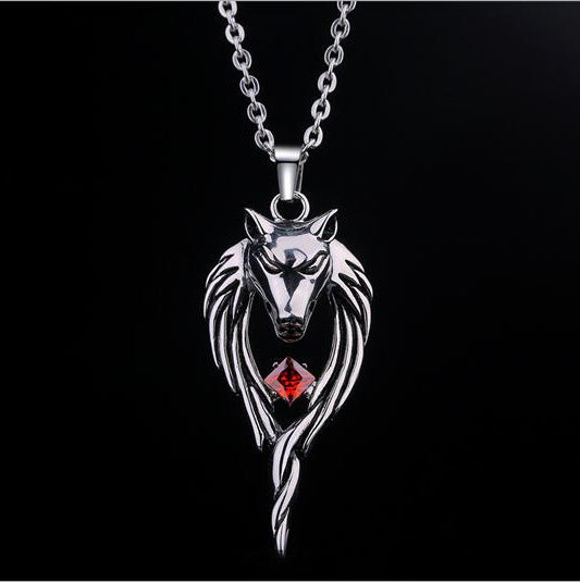 Titanium Steel Wolf Head Pendant Necklace for Men