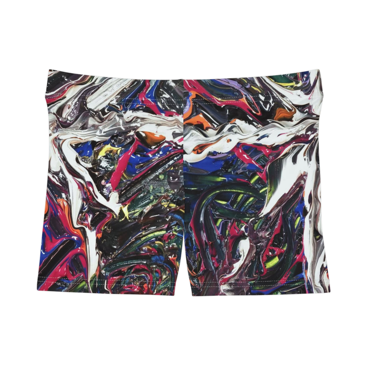 Abstract Paint Swirl Women's Shorts — All-Over Print Athletic Lounge Shorts