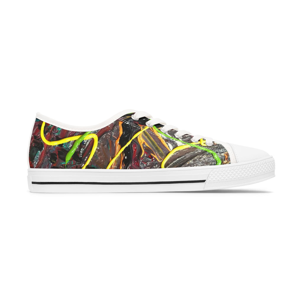 Abstract Neon Graffiti Low Top Sneakers — Women's Artistic Streetwear