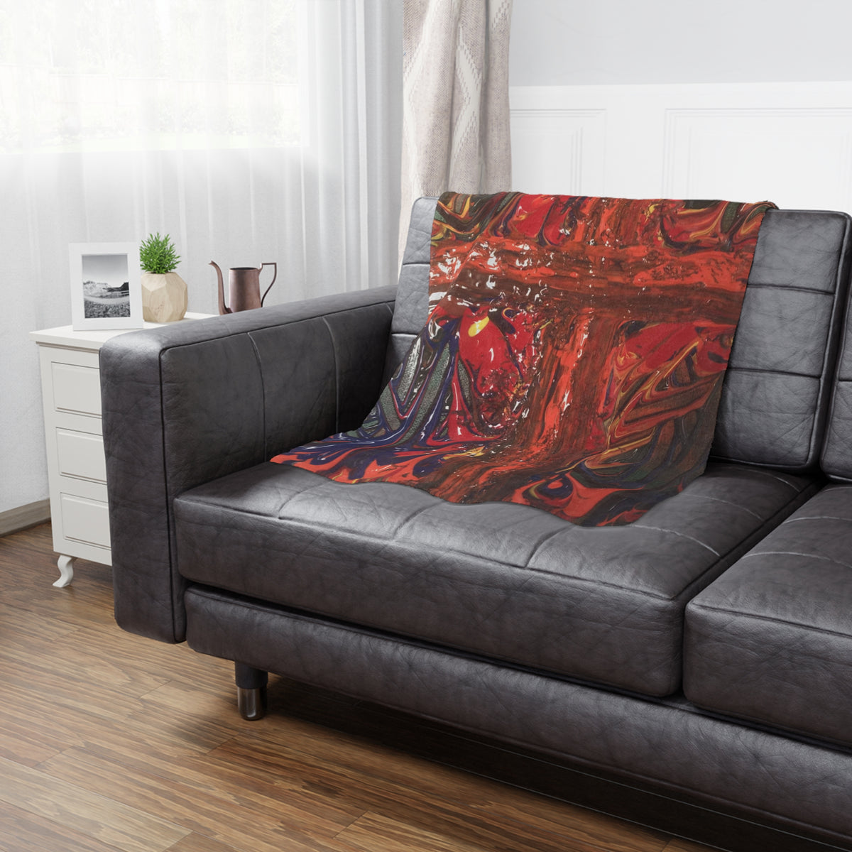 Vibrant Artistic Minky Blanket, Cozy Home Decor, Unique Gift for Art Lovers, Colorful Throw Blanket, Stylish Living Room Accessory