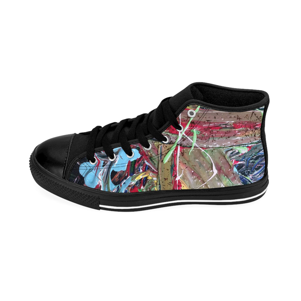 Graffiti Abstract High-Top Sneakers — Men’s Artistic Streetwear