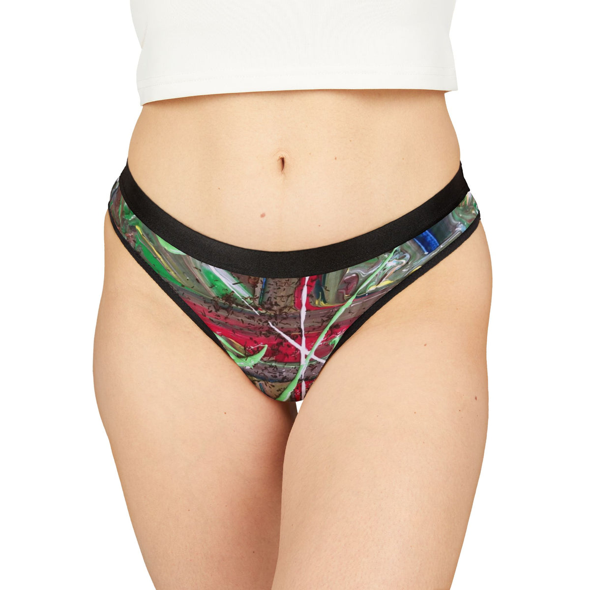 Abstract Graffiti Women's Thong — Colorful Urban Art Print
