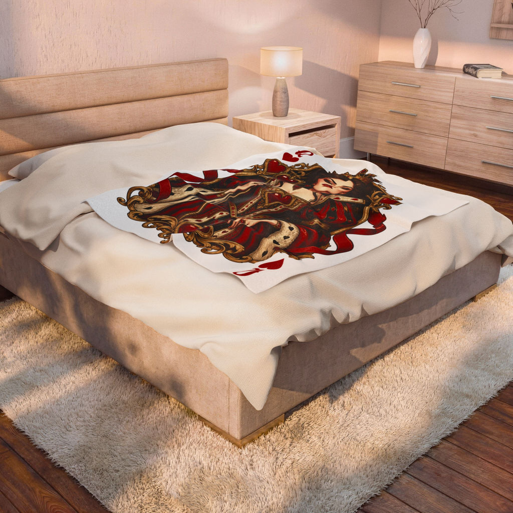 Queen of Hearts Velveteen Plush Blanket
