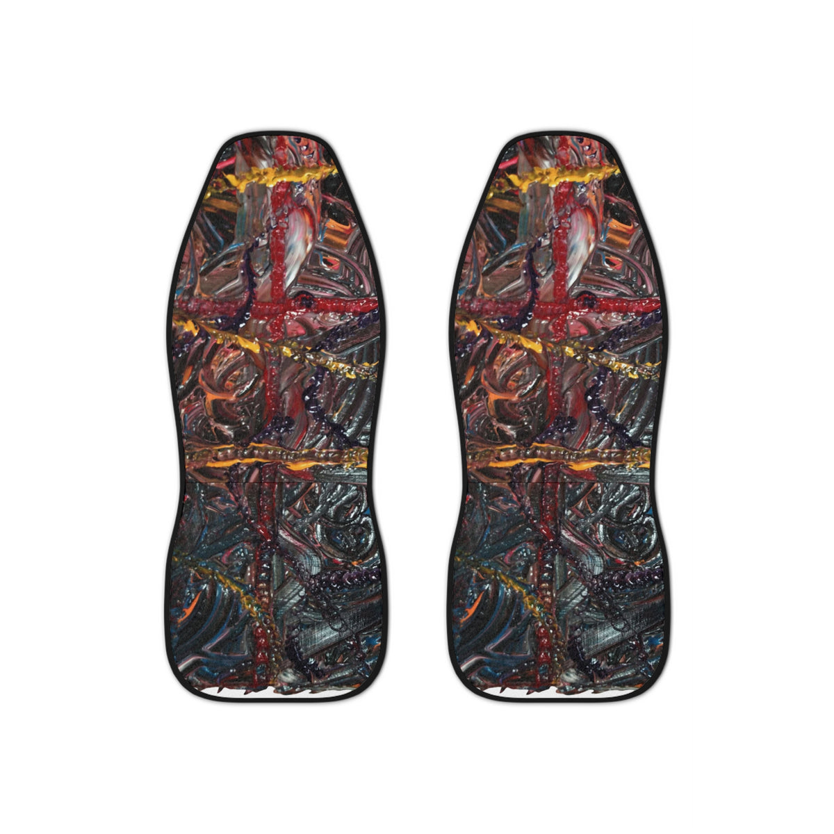 Abstract Grunge Car Seat Covers — Bold Red & Black Automotive Seat Protector