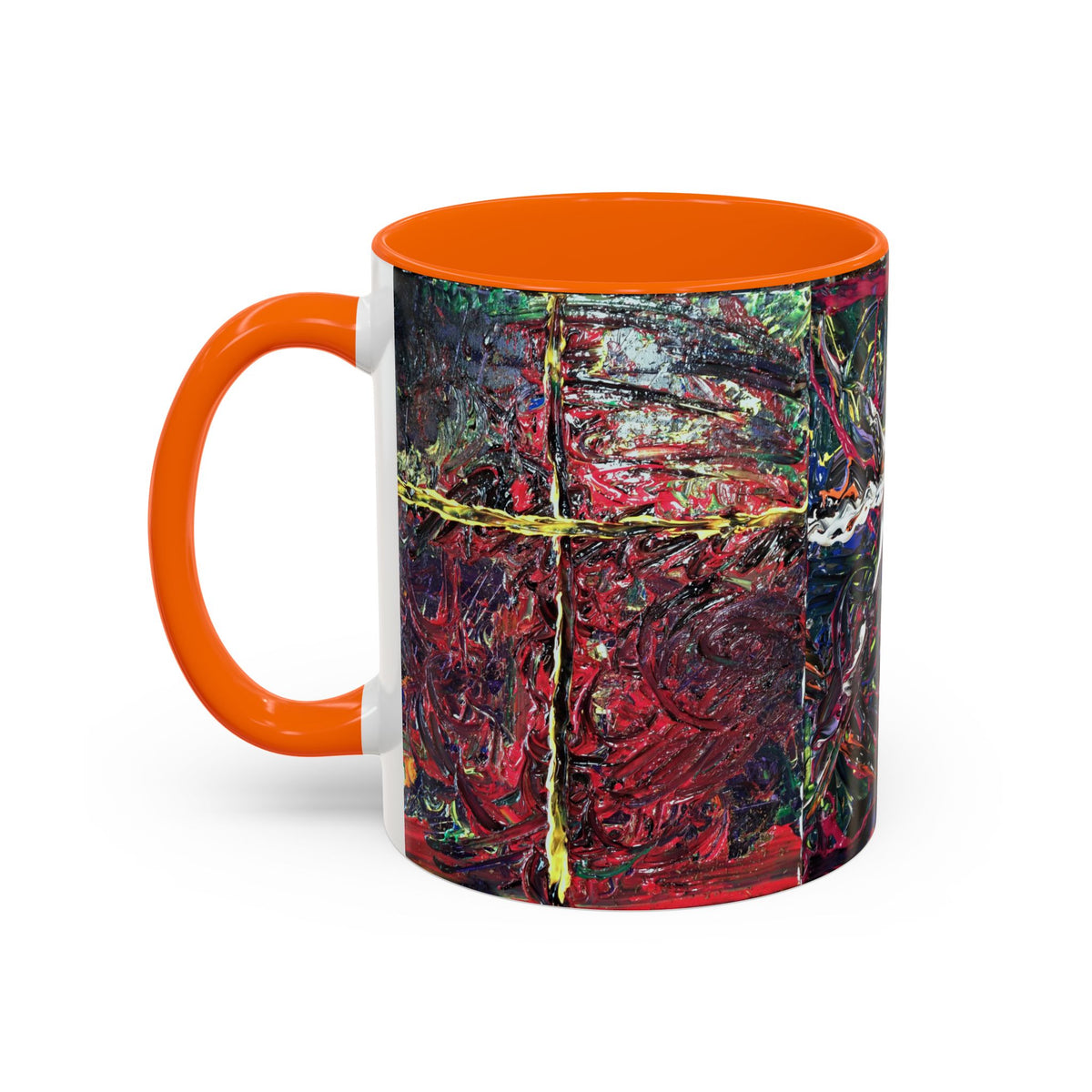 Abstract Starburst Accent Coffee Mug — Colorful Modern Art Ceramic (11/15oz)