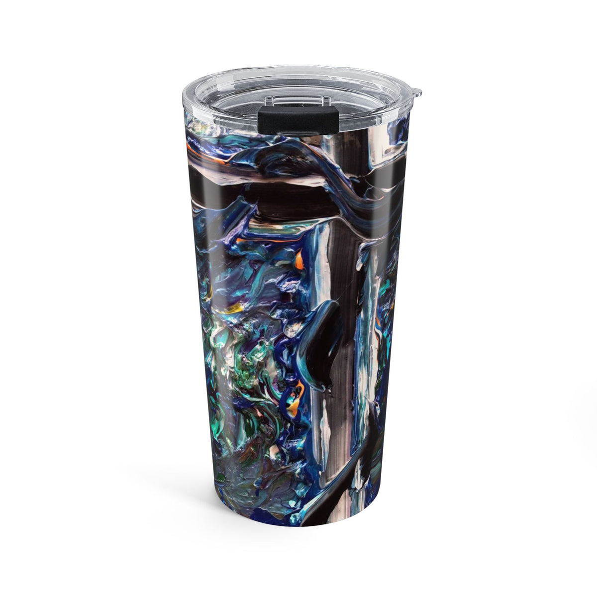 20oz Abstract Ocean Resin Tumbler — Iridescent Blue Travel Cup