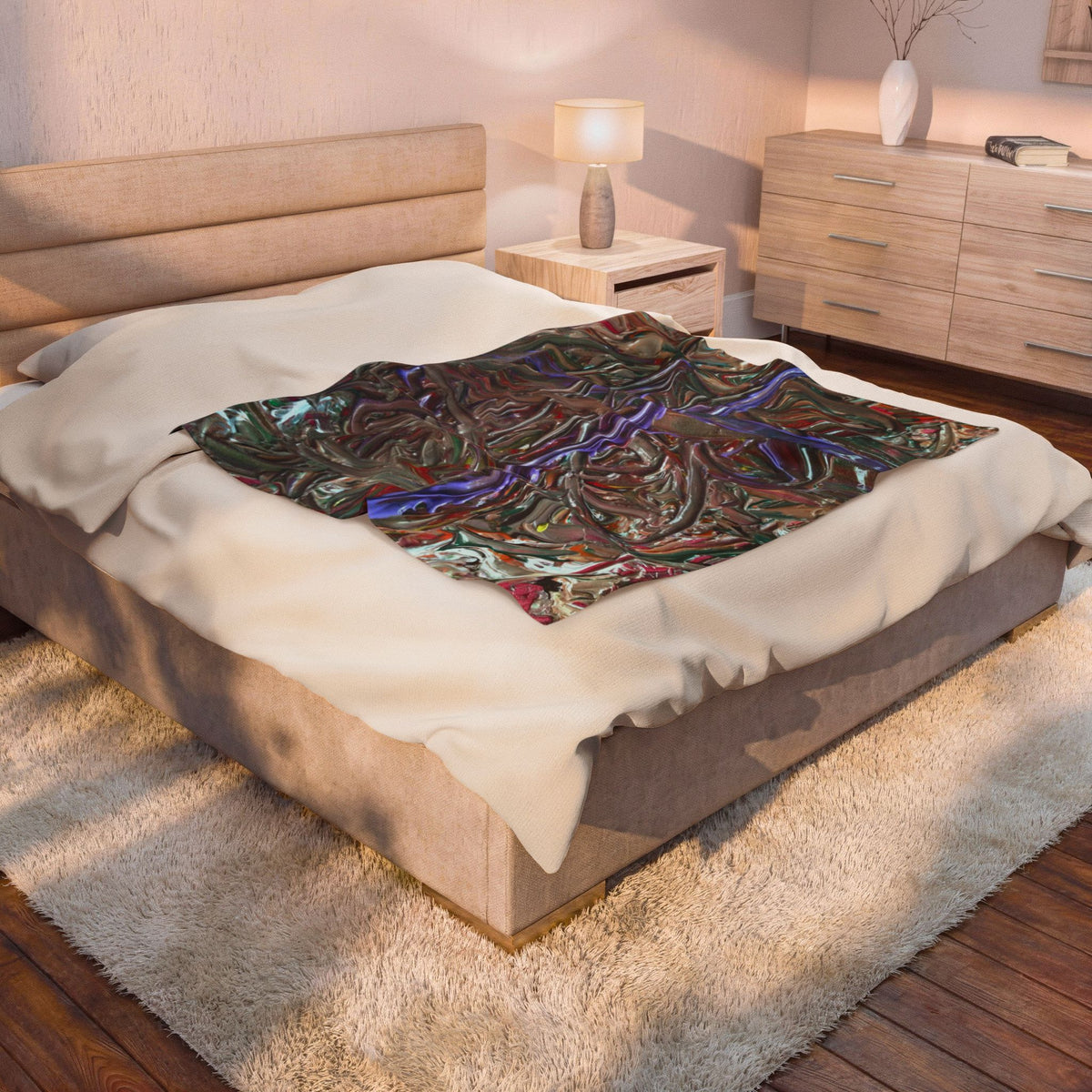 Abstract Artistic Velveteen Plush Blanket – Cozy Home Decor, Gift for All Occasions, Soft Throw, Bedding Accessory