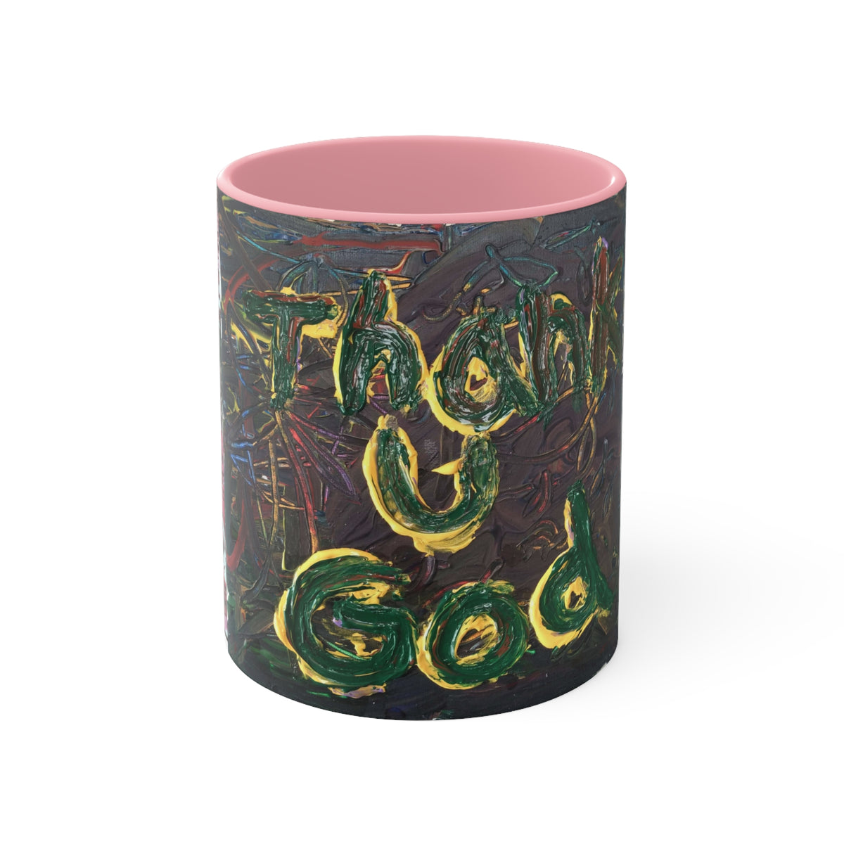 Accent Mug — Colorful Abstract "Try God" Art Ceramic Coffee Cup