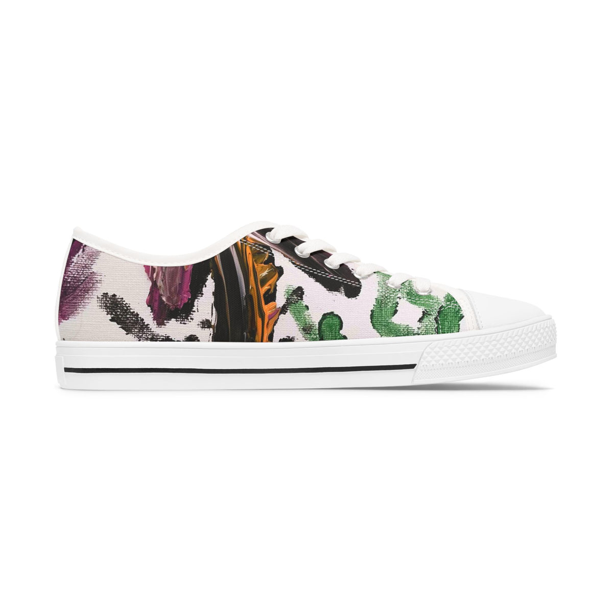 Women's Low Top Sneakers — Colorful Abstract Feather Print Canvas Trainers