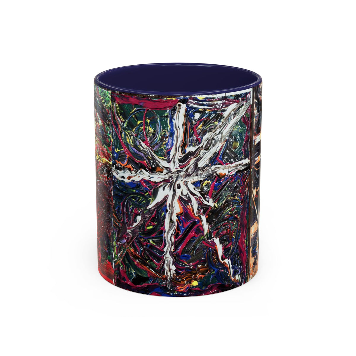 Abstract Starburst Accent Coffee Mug — Colorful Modern Art Ceramic (11/15oz)