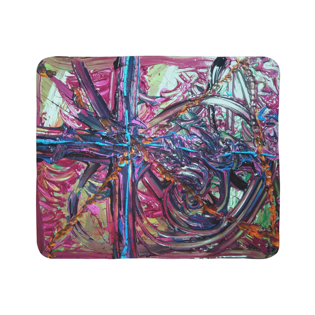 Abstract Starburst Sherpa Blanket — Colorful Textured Art Throw
