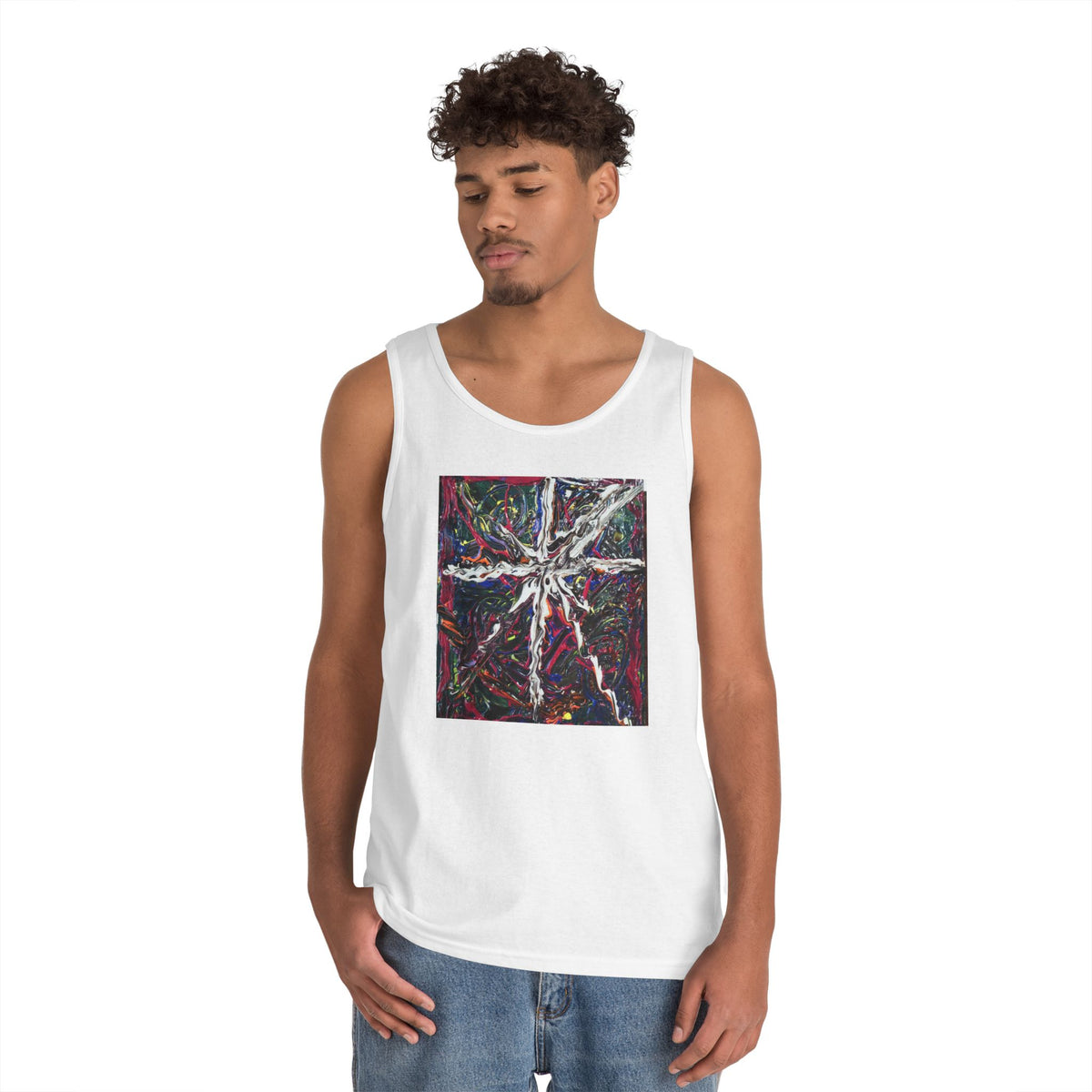 Abstract Starburst Tank Top — Colorful Modern Art Graphic Tank