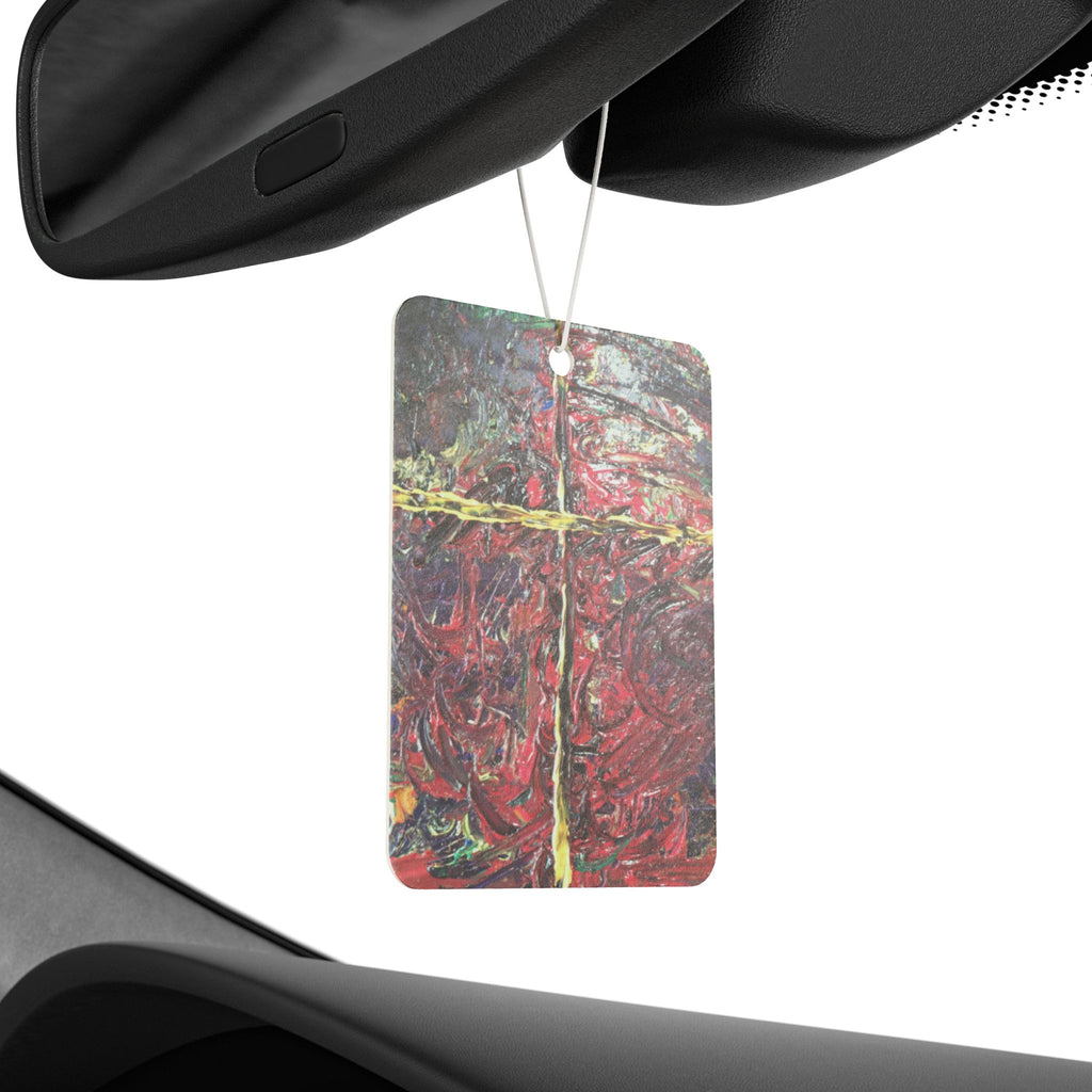 Abstract Red Cross Car Air Freshener — Artistic Scent Tag for Cars