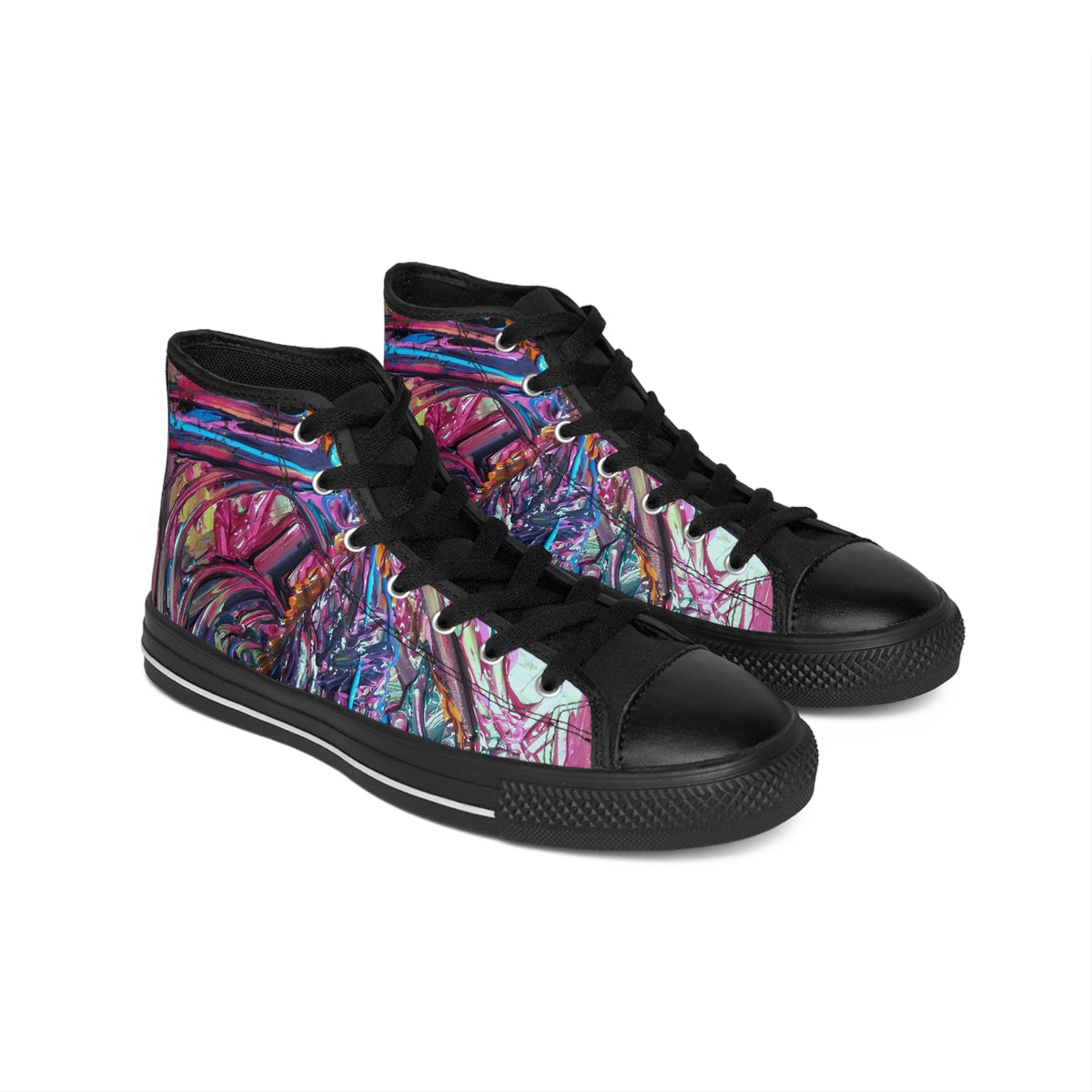 Abstract Graffiti High-Top Sneakers — Men's Classic Canvas Shoes