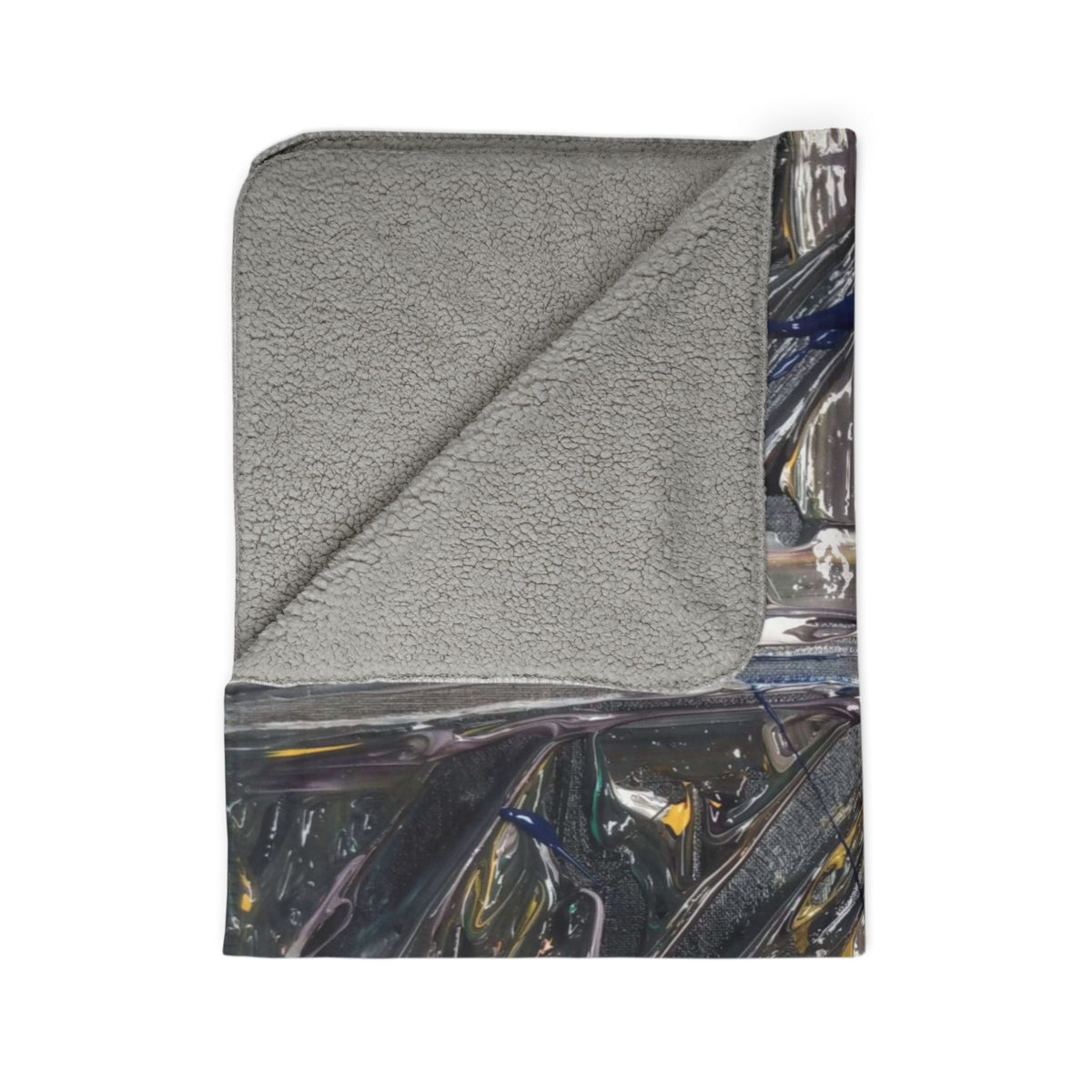 Abstract Windowpane Sherpa Blanket — Dark Textured Art Throw