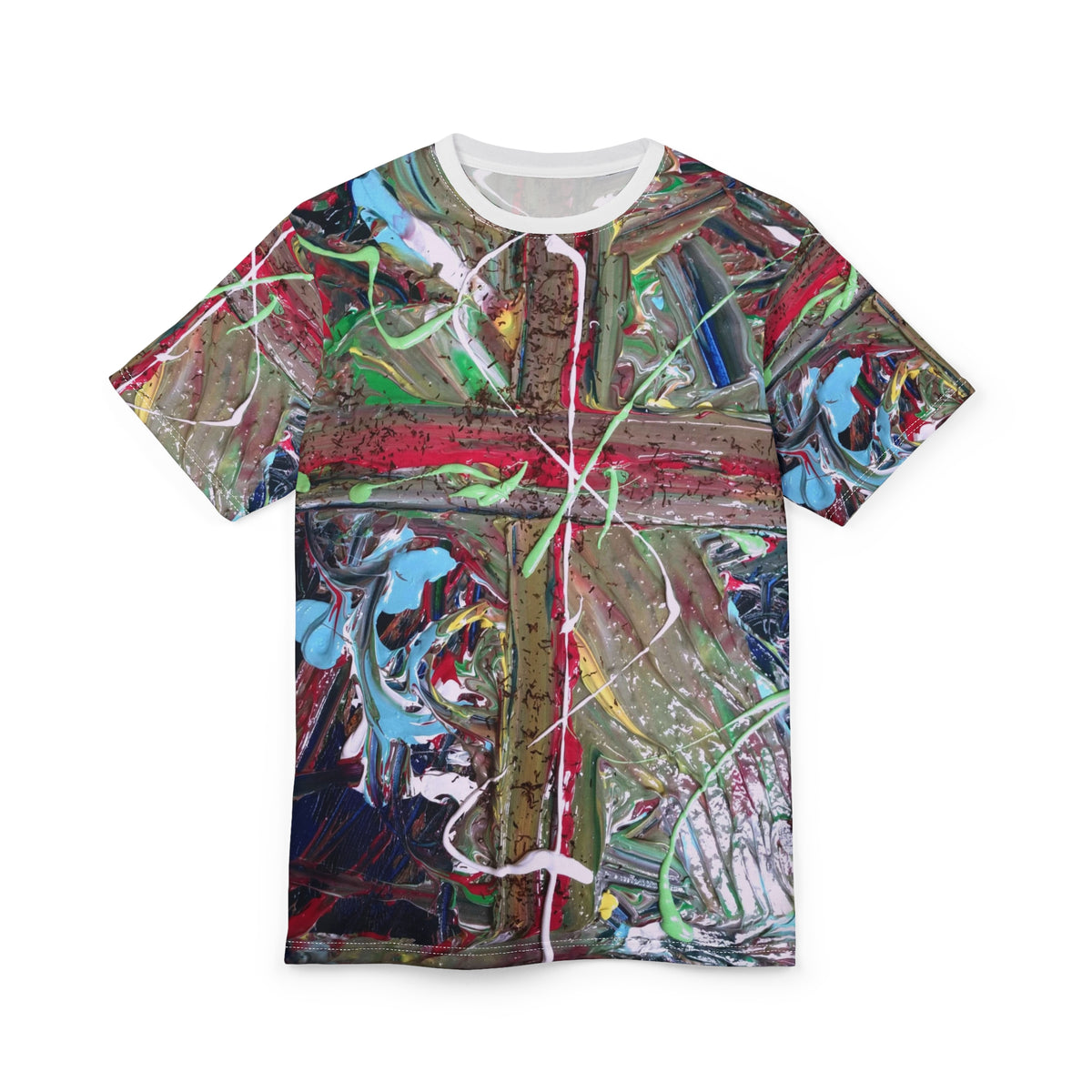 Abstract Paint Cross All-Over Print Tee
