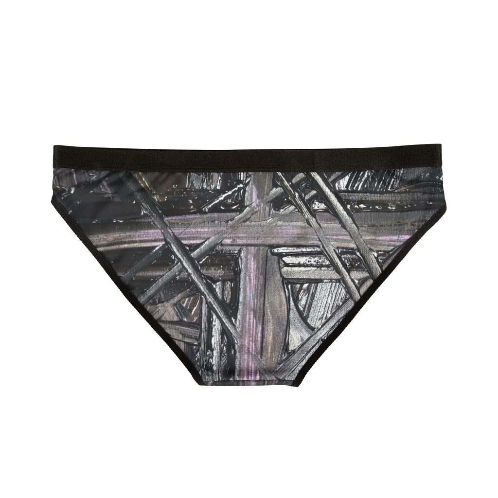 Woven Wood Pattern Women's Bikini Briefs – Gray Rustic Print AOP