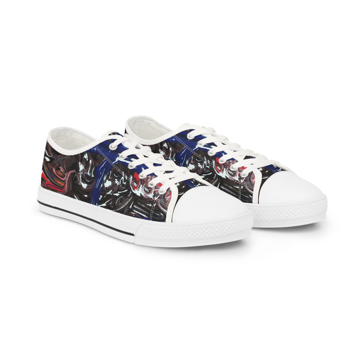 Low Top Sneakers — Dark Abstract Skull Graphic Men’s Canvas Shoes