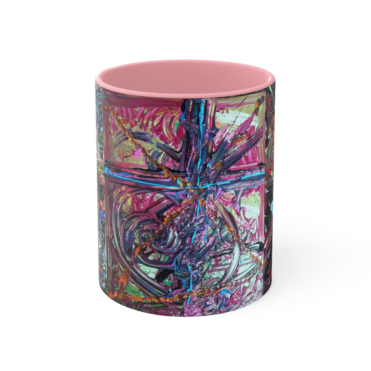 Abstract Colorburst Accent Mug — Pink Interior