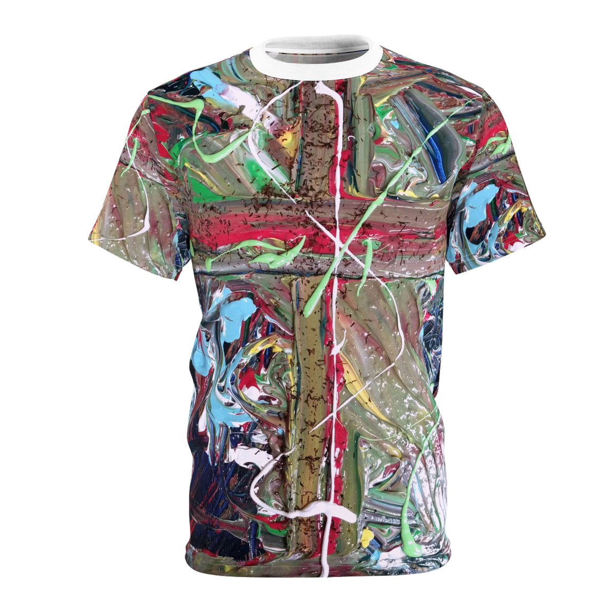 Abstract Paint Cross All-Over Print Tee