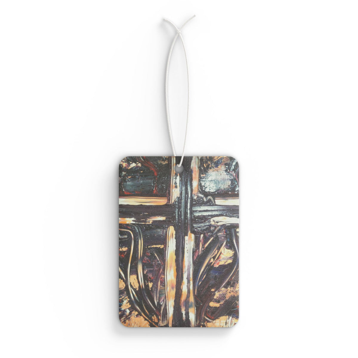 Car Air Freshener — Rustic Metal Cross Design Air Freshener (Religious, Inspirational)