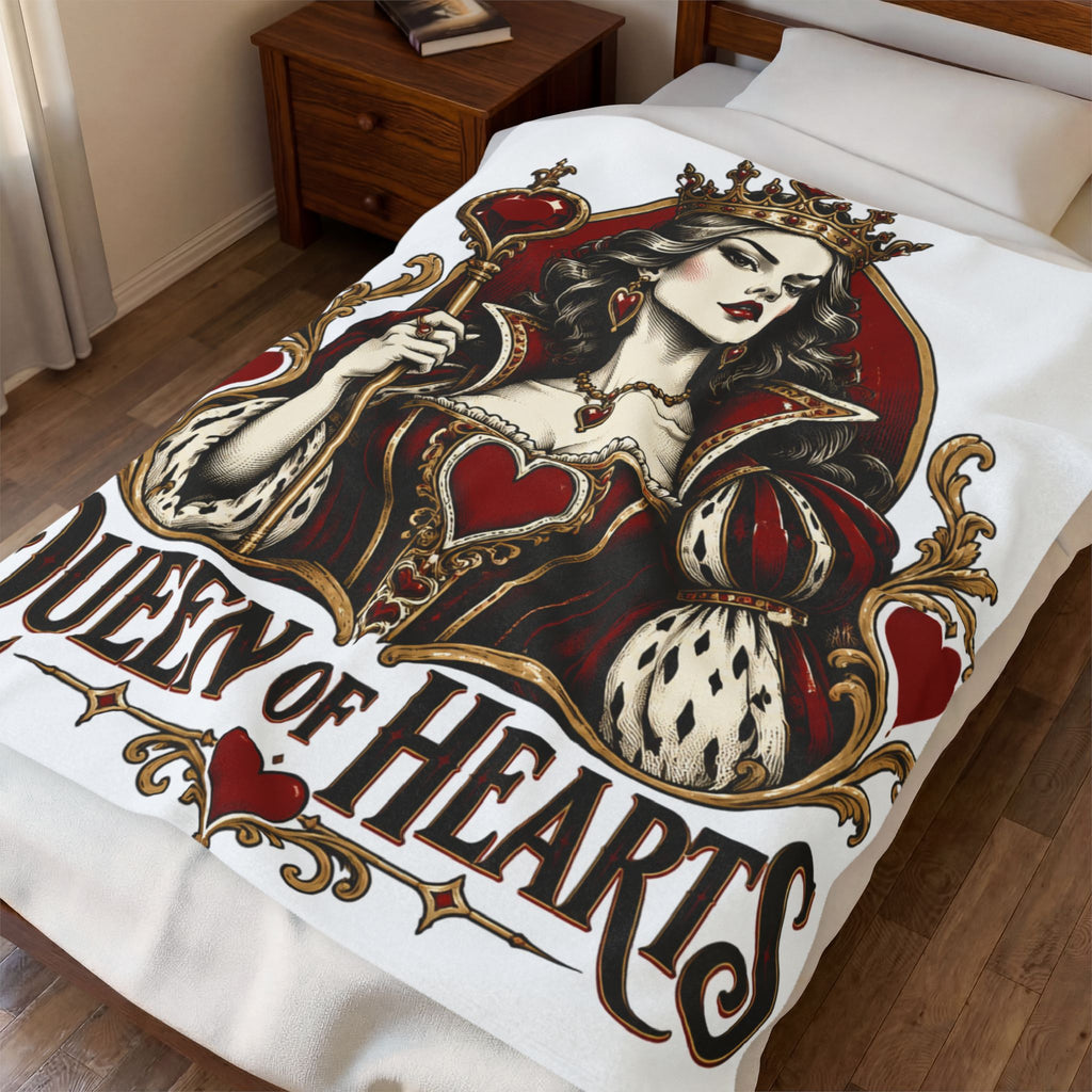 Queen of Hearts Velveteen Plush Blanket