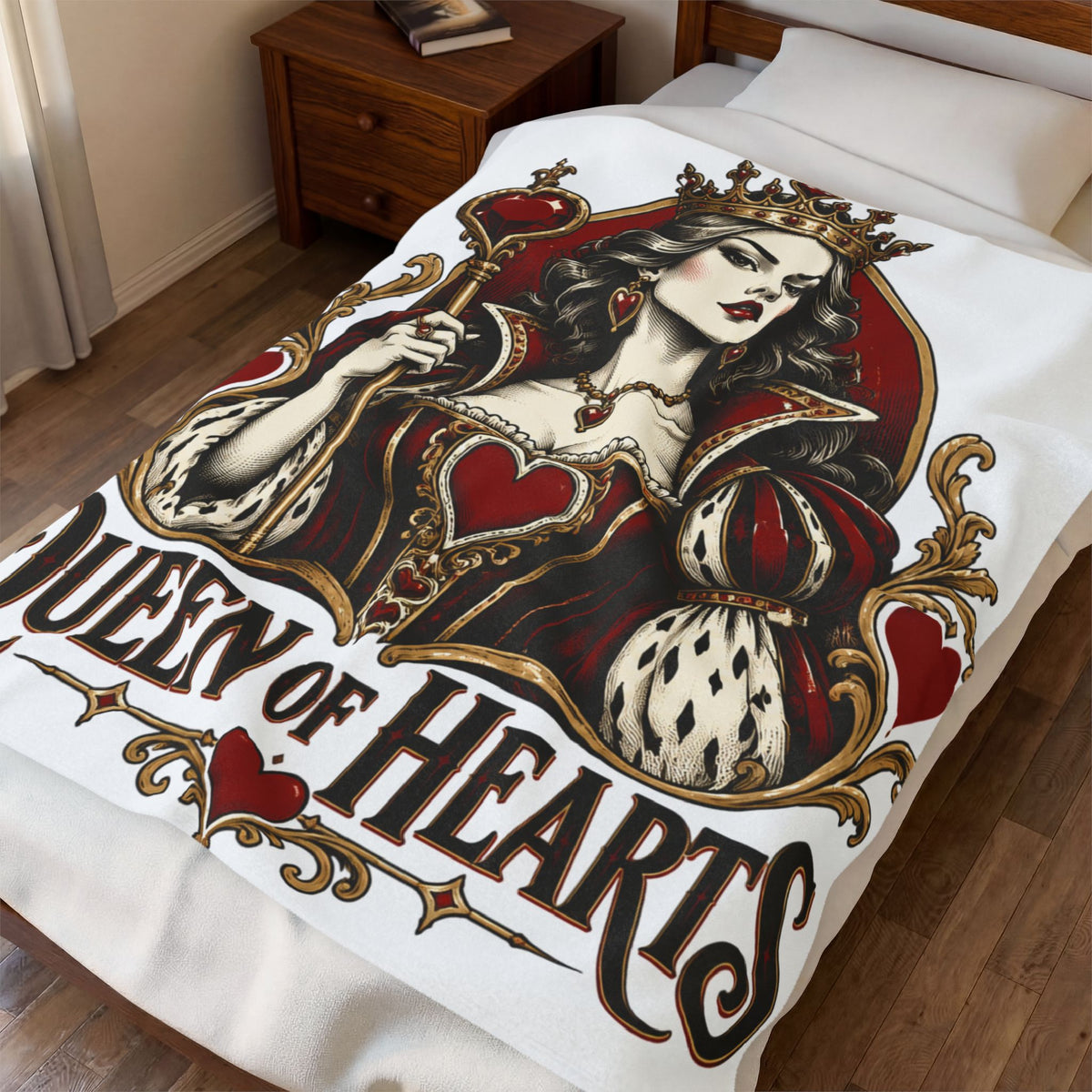 Queen of Hearts Velveteen Plush Blanket