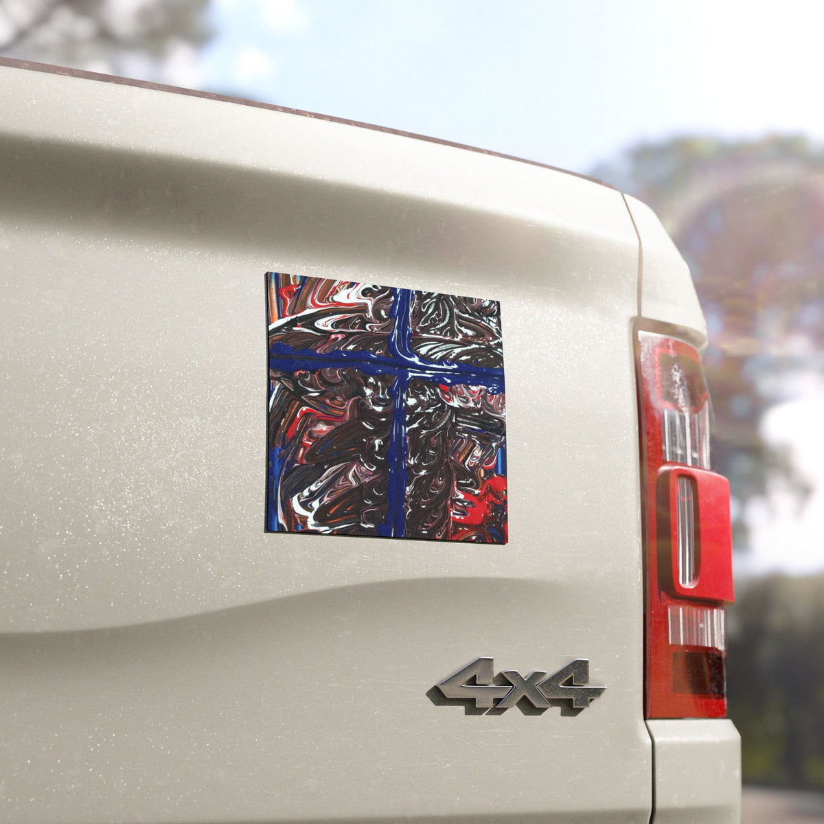 Abstract Red, White & Blue Swirl Car Magnet