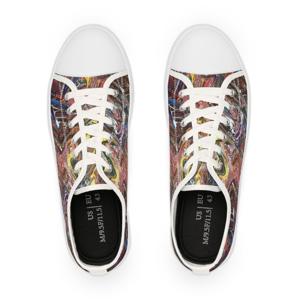 Abstract Swirl Low Top Sneakers — Colorful Artistic Canvas Shoes