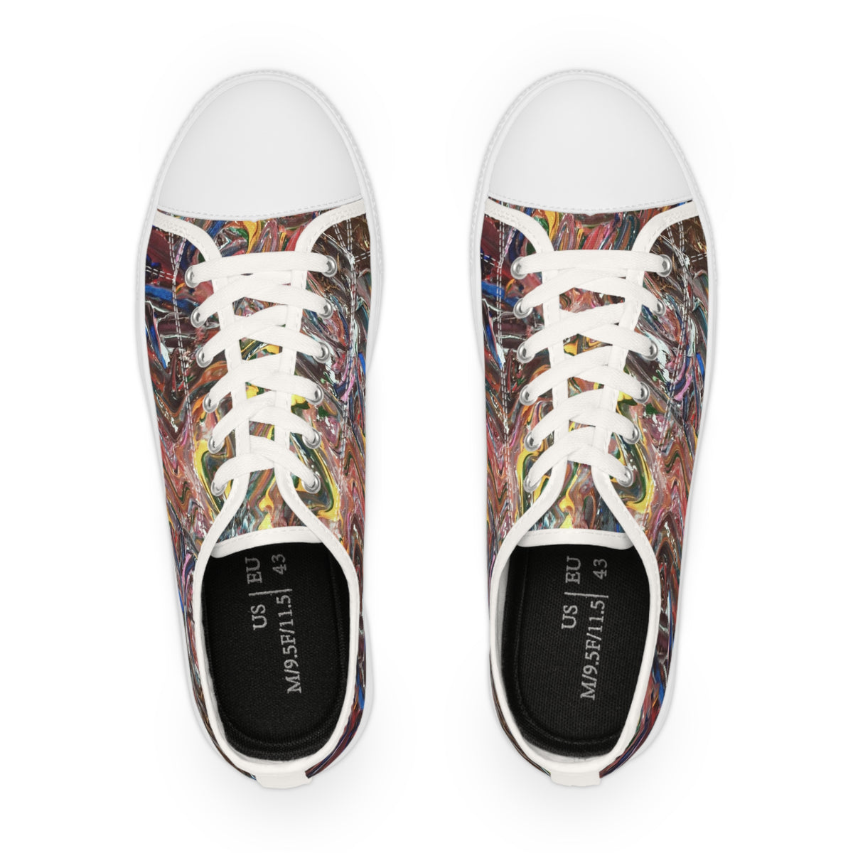 Abstract Swirl Low Top Sneakers — Colorful Artistic Canvas Shoes