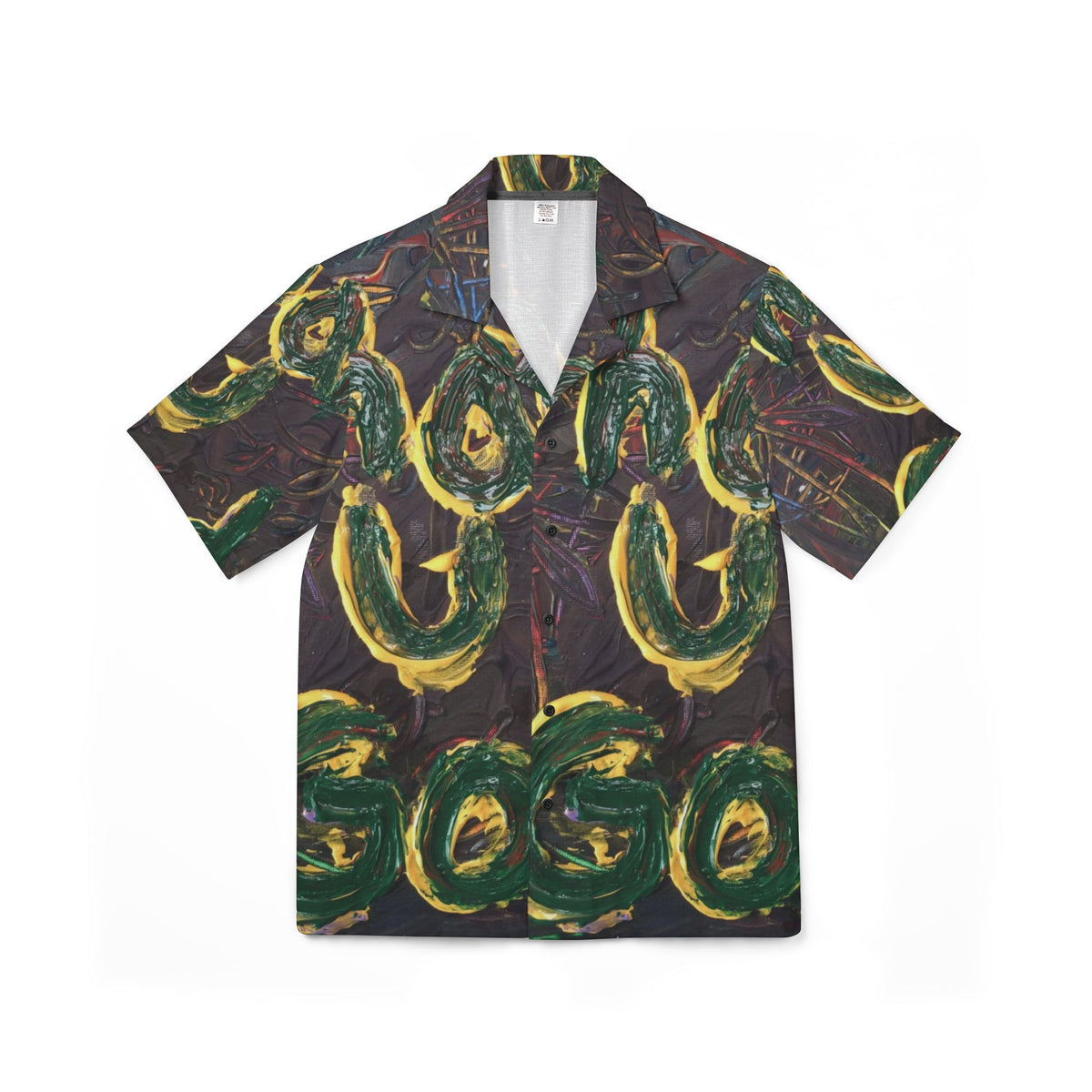 Tropical Abstract Hawaiian Shirt — Green Banana Wave Camp Shirt
