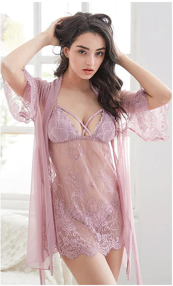 Lace Sheer Sexy Lingerie Sleepwear Set JahSonFire