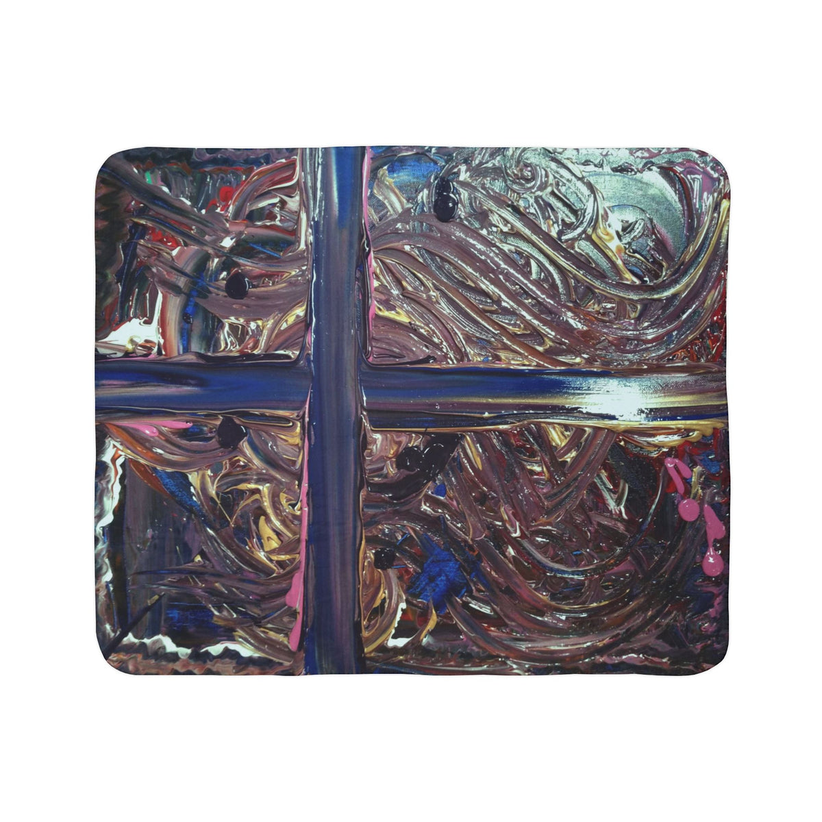 Abstract Window Pane Sherpa Blanket — Cozy Artistic Fleece Throw