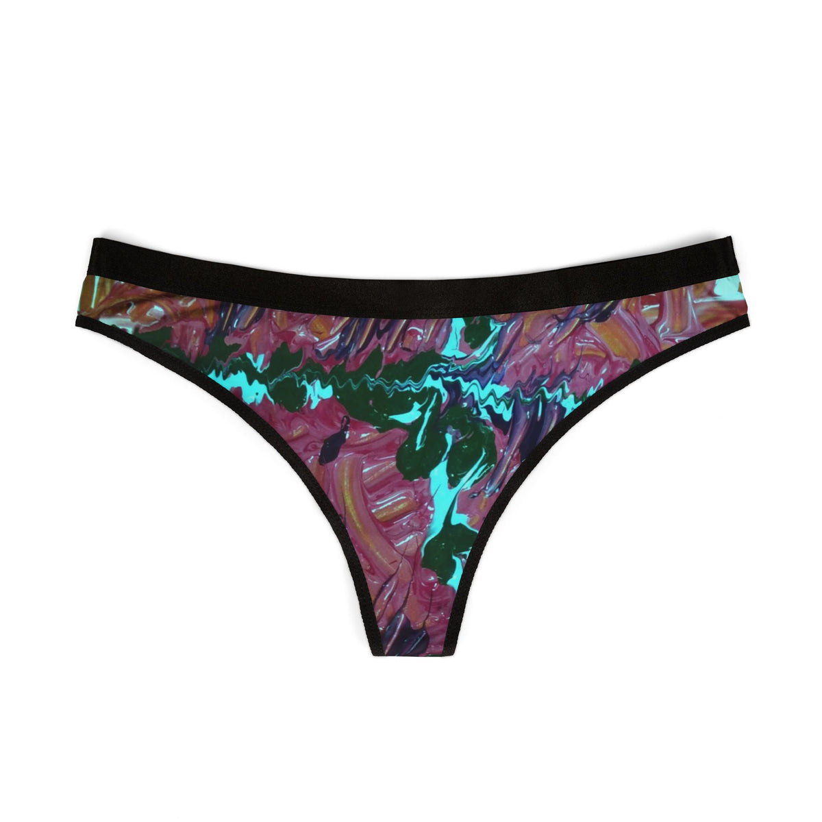 Floral Abstract Women's Thong — Vibrant Watercolor AOP Undergarment
