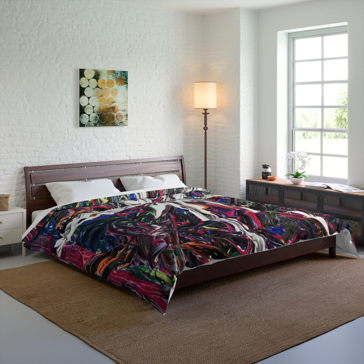 Abstract Starburst Comforter — Colorful Swirl Art Bedding
