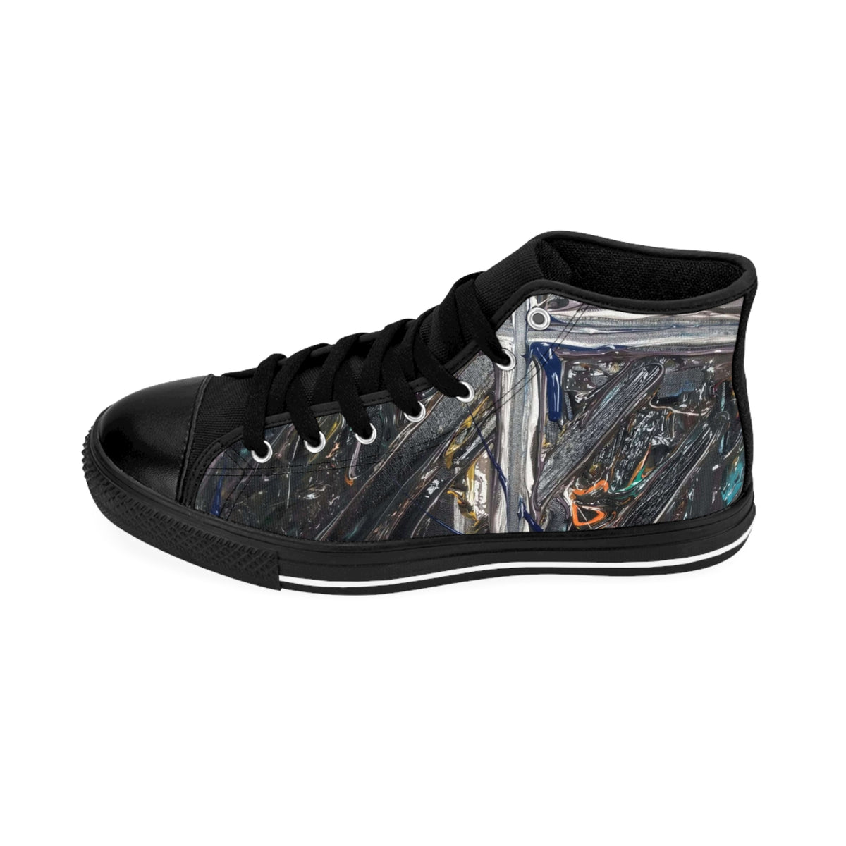 High-Top Sneakers — Abstract Dark Metallic Art Print