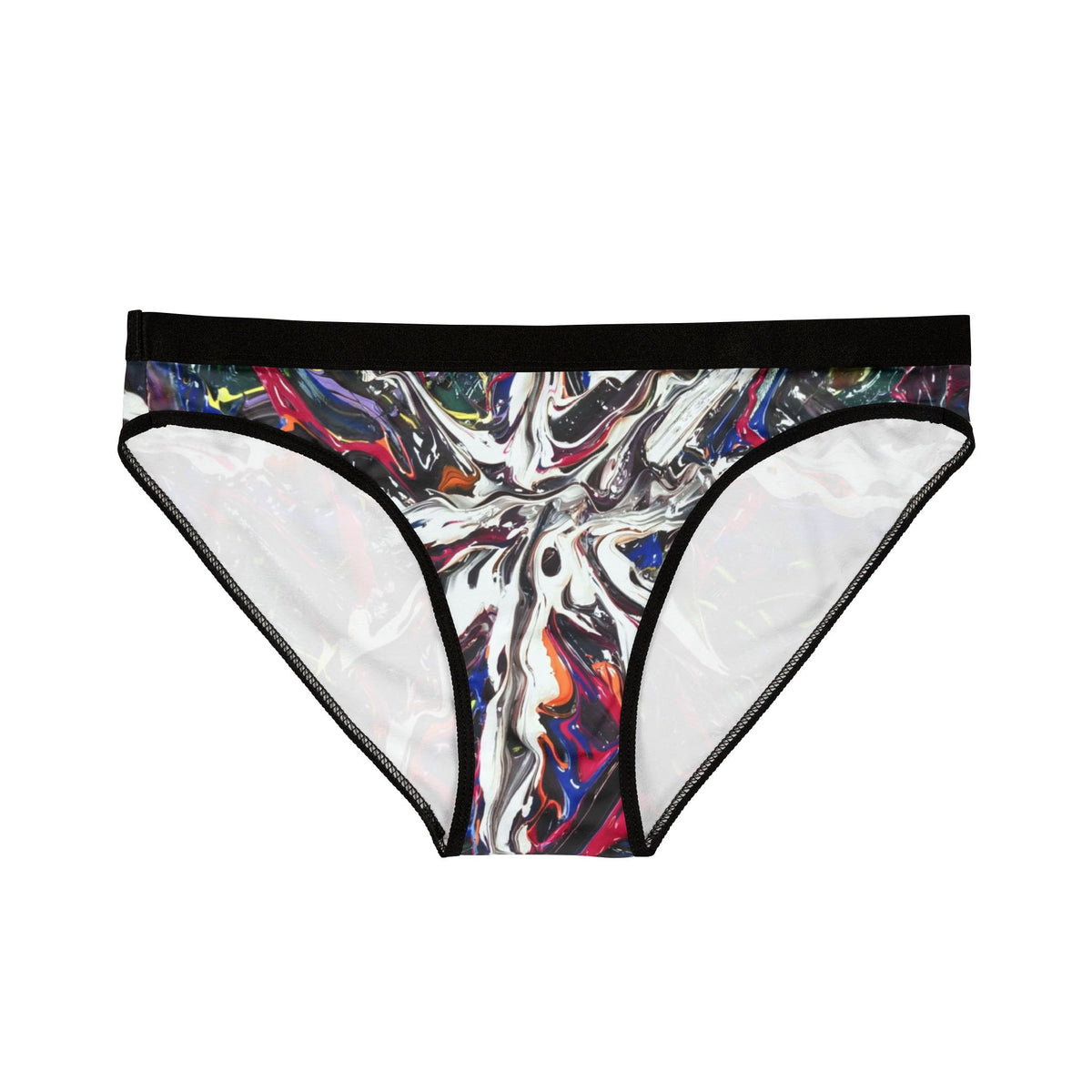 Abstract Marble Print Bikini Briefs — Colorful Swirl Women's Underwear