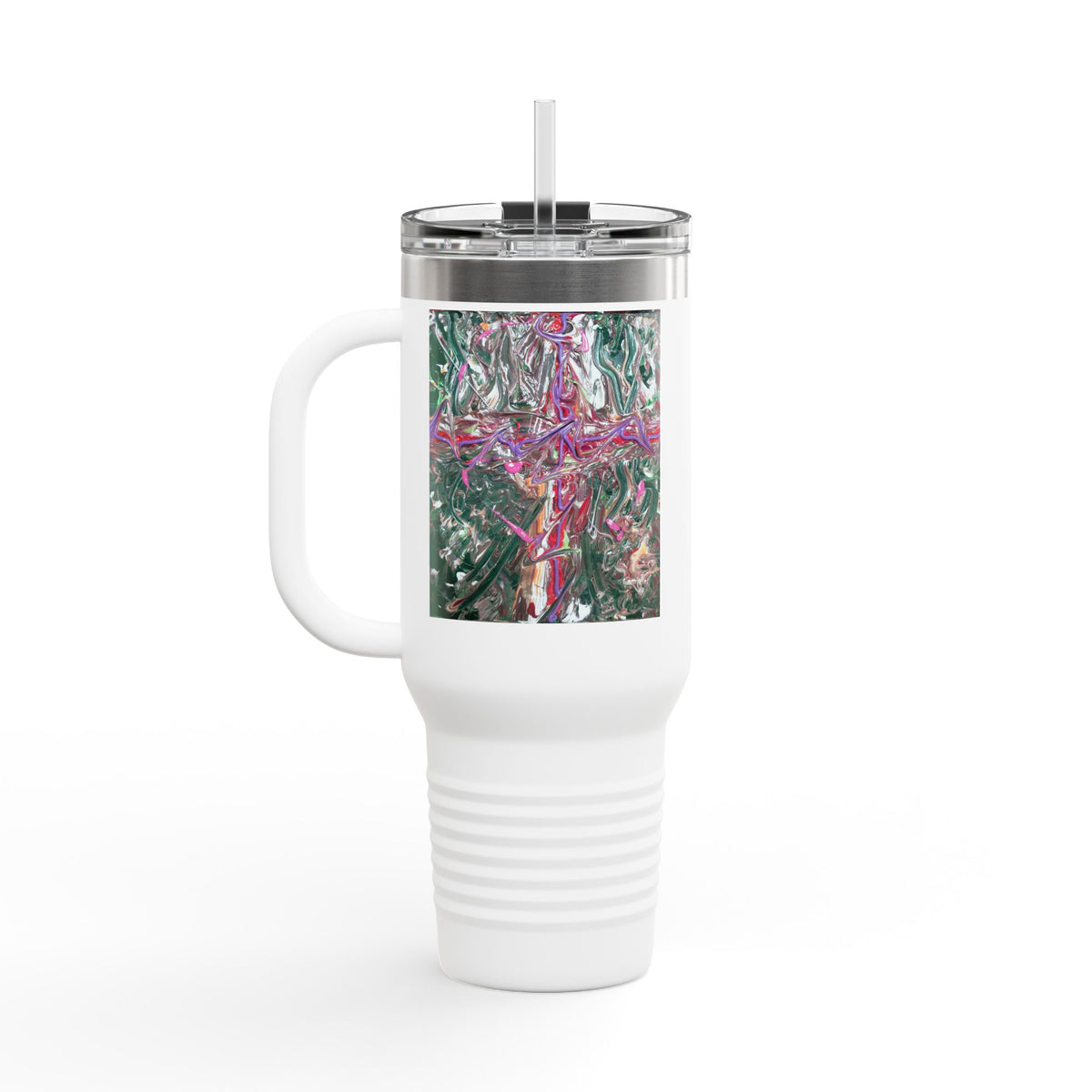40oz Insulated Travel Mug - Abstract Cross Art Design