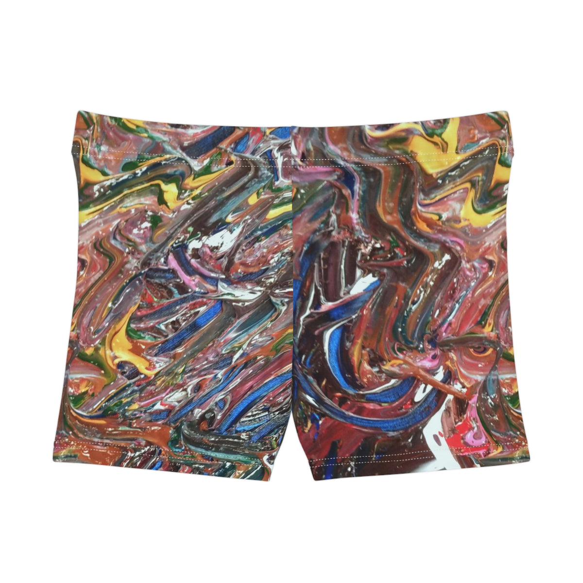 Abstract Paint Swirl Women's Shorts — Colorful Art AOP Activewear