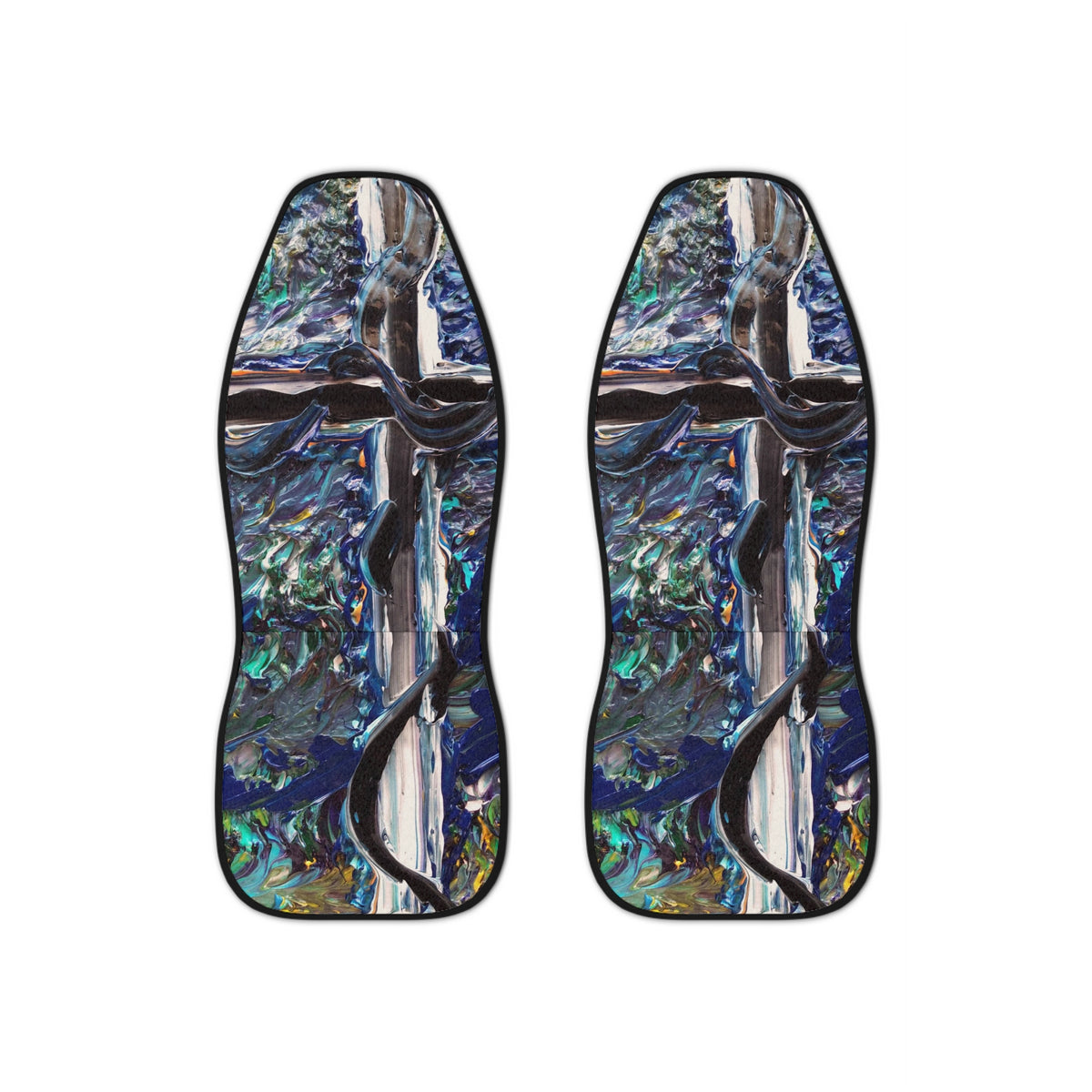 Abstract Blue Cross Car Seat Covers — Artistic Automotive Seat Protector
