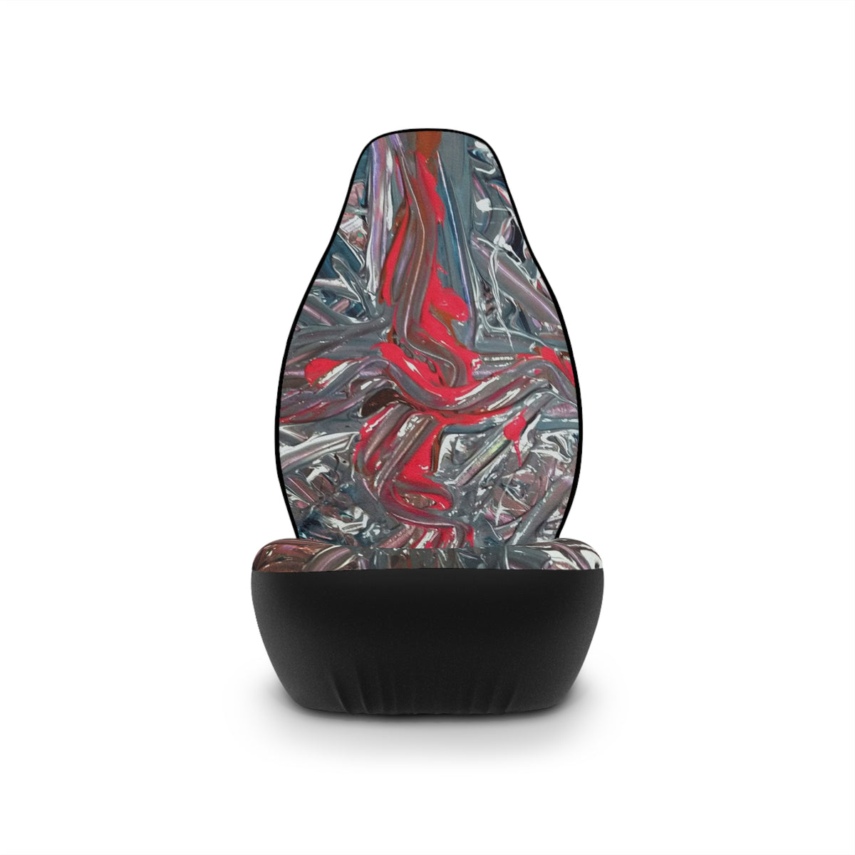 Abstract Red & Gray Car Seat Covers — Modern Artistic Automotive Seat Protector