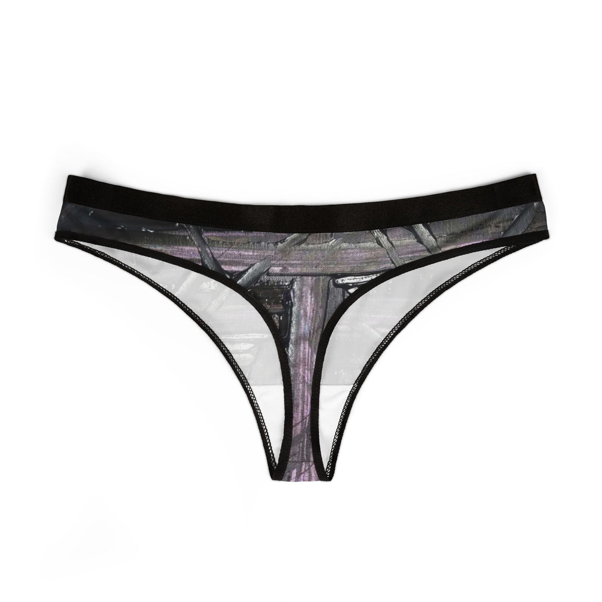 Women's Thong — Dark Geometric Patterned All-Over-Print Panty