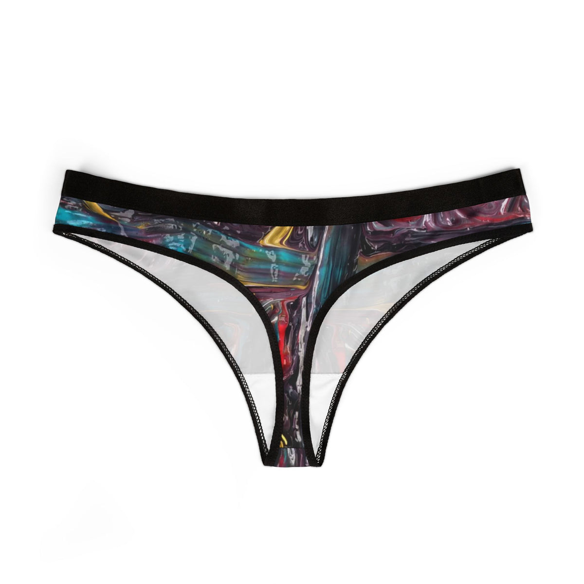 Artistic Women's Thongs, Colorful Lingerie, Unique Underwear, AOP Sexy Intimates, Vibrant Thong Panties