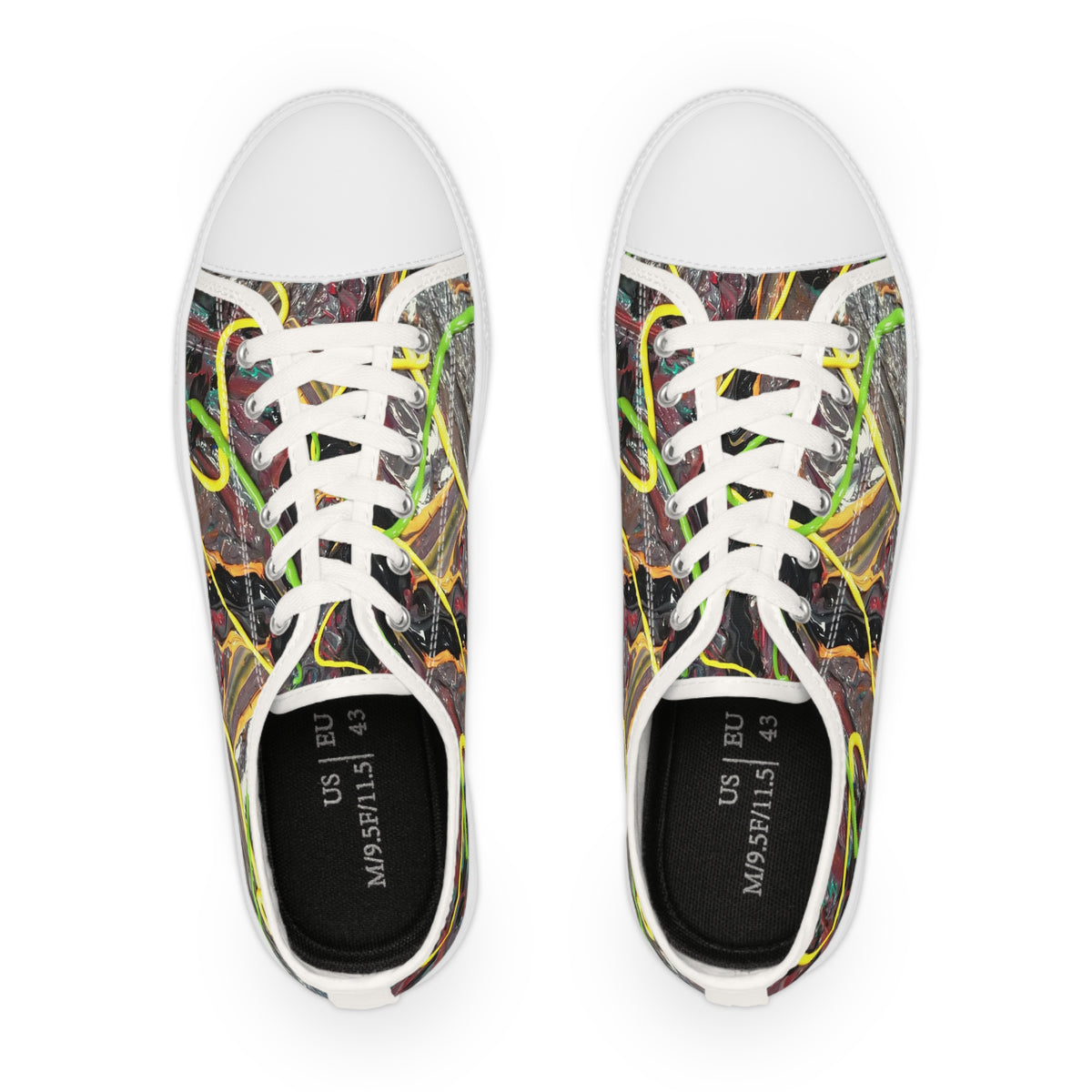 Abstract Neon Graffiti Low Top Sneakers