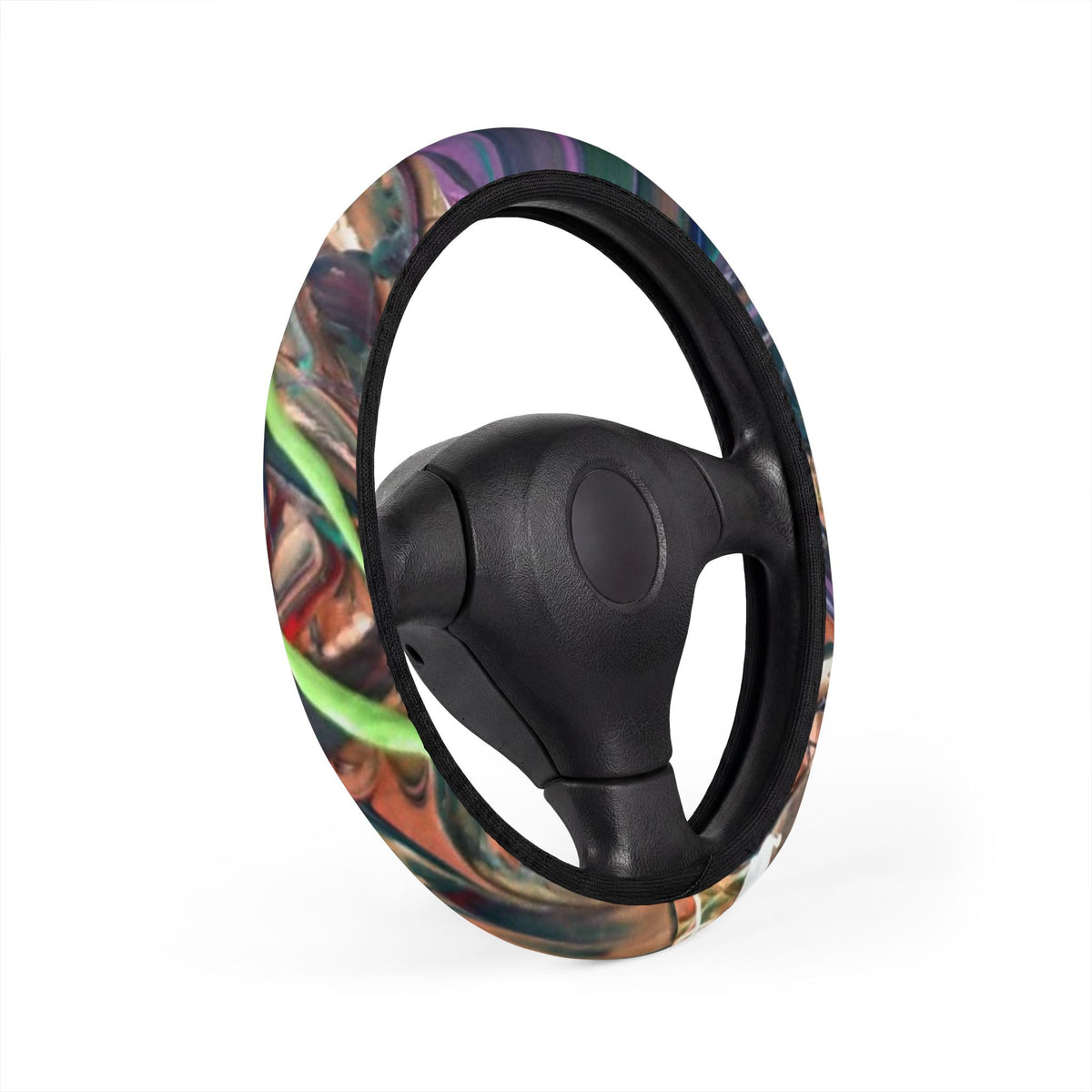 Abstract Iridescent Steering Wheel Cover — Colorful Marble Car Accessory