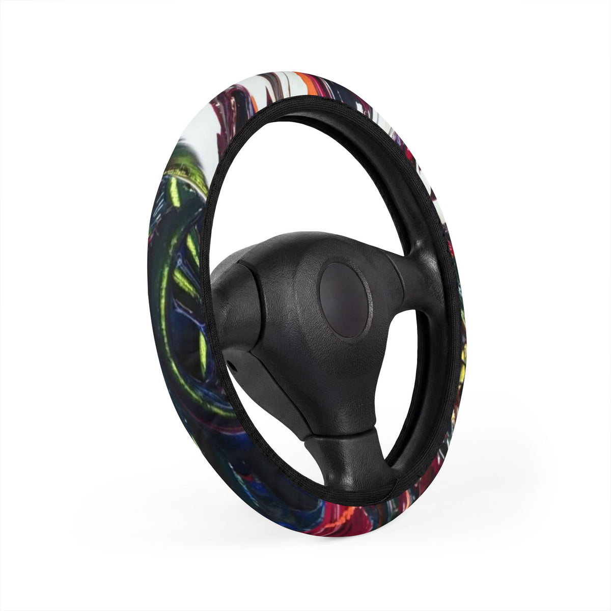 Floral Tie-Dye Car Steering Wheel Cover — Colorful Boho Grip