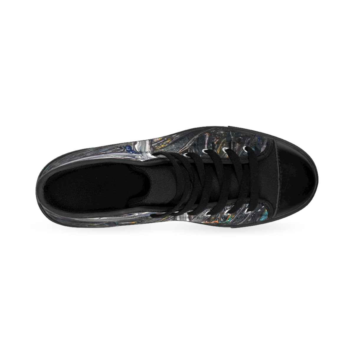 High-Top Sneakers — Abstract Dark Metallic Art Print